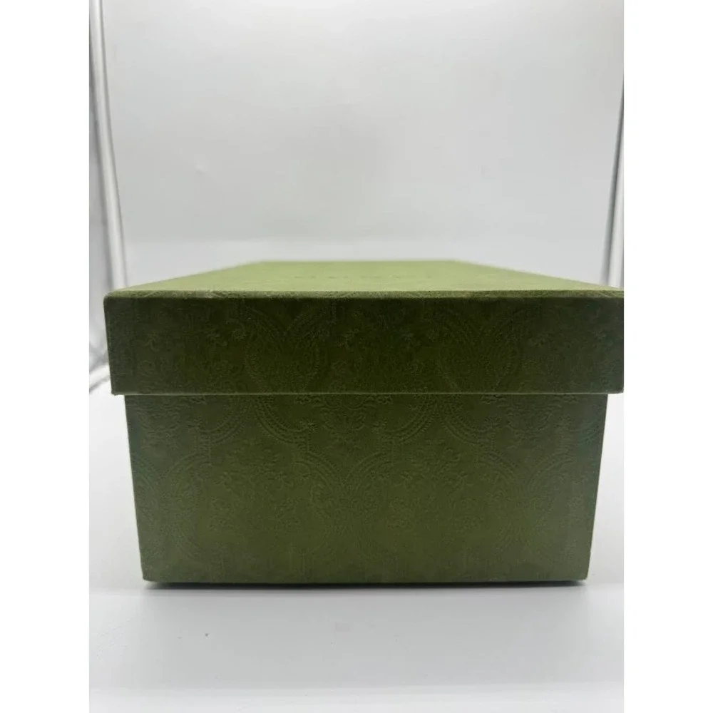 Gucci Green Damask Empty Shoe Box with Tissue and Card 14.5x8x5.5 Luxury Storage